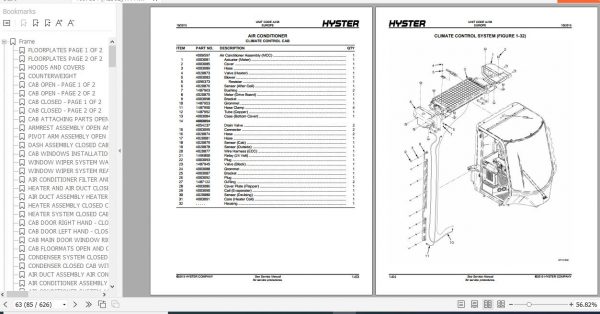 Hyster Forklift Truck A238 H16XM 9 H16XM 12 H18XM 7.5 H18XM 9 Parts Manual 4097354 3