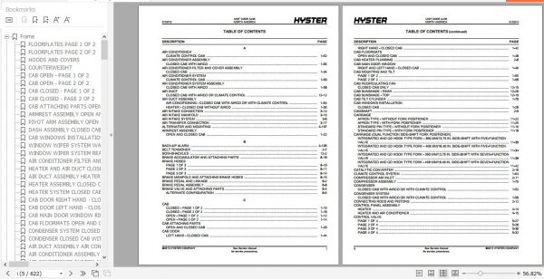 Hyster Forklift Truck A238 H360 36HD H360 48HD Parts Manual 4097502 2