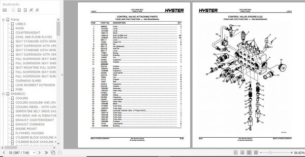 Hyster Forklift Truck B024 S135 S155XL2S6.00 7.00XL Parts Manual 852430 3
