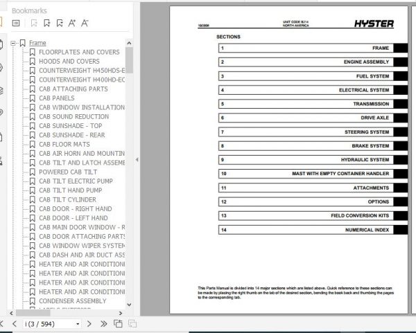 Hyster Forklift Truck B214 H400 500HD EC Parts Manual 1627710 2