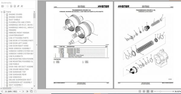 Hyster Forklift Truck B222 HR45 27HR45 31HR45 36HR45 40HR45 41SHR45 41LHR45 41LS Parts Manual 1629342 3