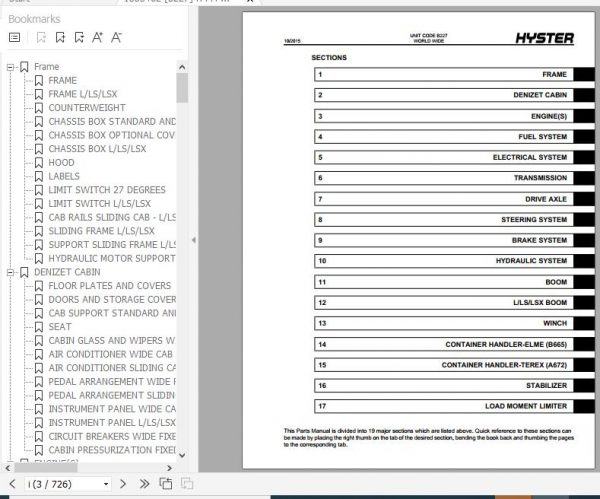 Hyster Forklift Truck B227 HR45 25 27 31 36L 40LS 40S 45LSX Parts Manual 1553462 2 1