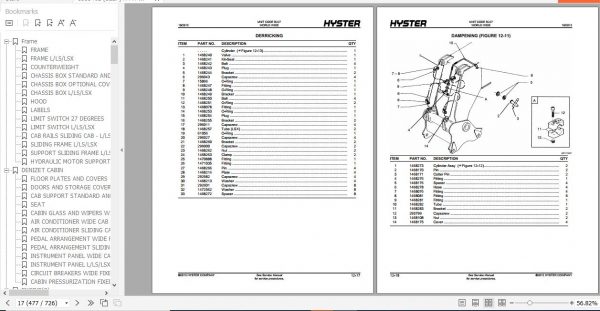 Hyster Forklift Truck B227 HR45 25 27 31 36L 40LS 40S 45LSX Parts Manual 1553462 3 1