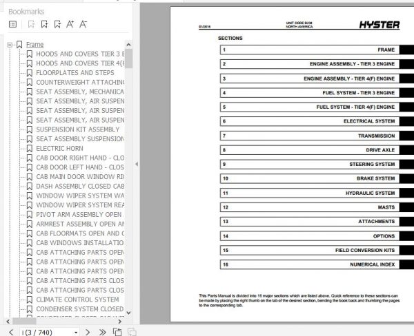 Hyster Forklift Truck B238 H360 36HD H360 48HD Parts Manual 4147749 2