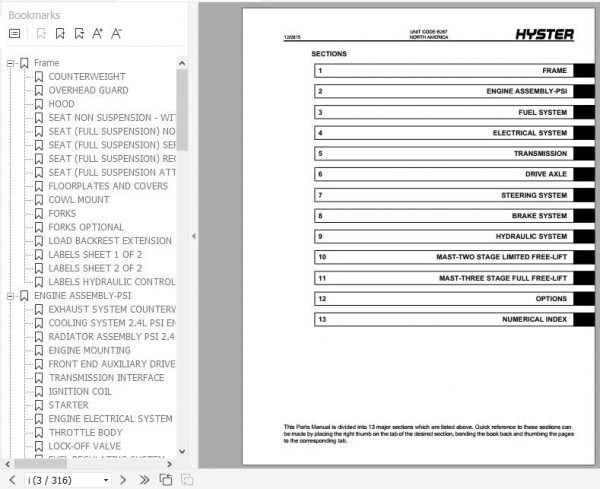 Hyster Forklift Truck B267 S50CT Parts Manual 4120776 2