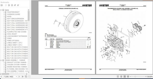 Hyster Forklift Truck B274 H2.0CT H2.5CT Europe Parts Manual 4120808 3