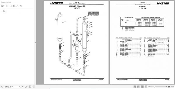 Hyster Forklift Truck C001 H25 30 35XL H1.25 1.50 1.75XL Parts Manual 599977 2
