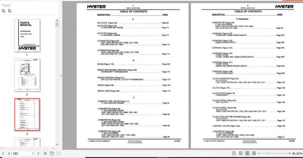 Hyster Forklift Truck C002 S30C S40C S50C Parts Manual 599004 2