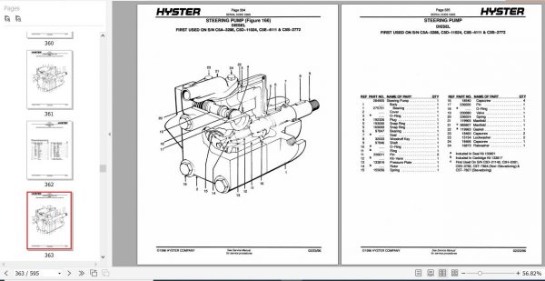 Hyster Forklift Truck C005 H60 70 80 90C Parts Manual 599018 3