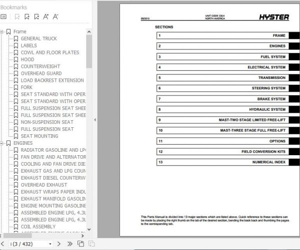 Hyster Forklift Truck C024 S135 155XL S155XL2 Parts Manual 1559939 2