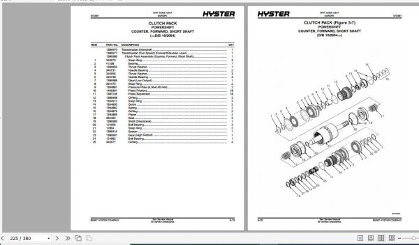 Hyster Forklift Truck C024 S6.00 7.00XL Europe Parts Manual 1559940 3