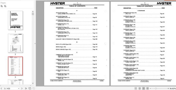 Hyster Forklift Truck C187 S40 50 60XL Parts Manual 897453 2