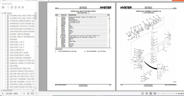 Hyster Forklift Truck C222 RS45 27CHRS45 31CHRS46 36CHRS46 41LRS46 41SRS46 41LS Parts Manual 4038588 3