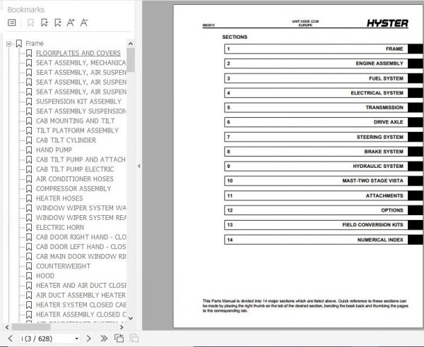 Hyster Forklift Truck C236 H18XM 9H18XMS 9H20XM 9H20XMS 9 Europe Parts Manual 4119344 2