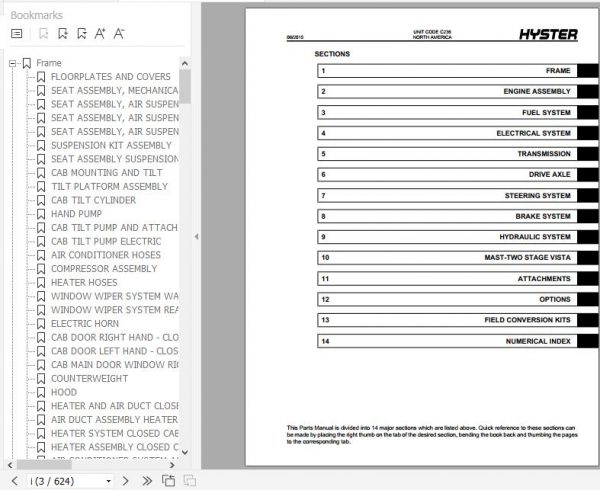 Hyster Forklift Truck C236 H400HD H400HDS H450HD H450HDS Parts Manual 4119341 2