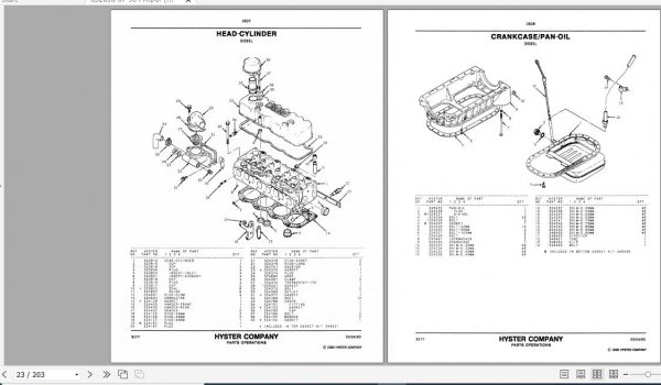 Hyster Forklift Truck Challenger B177 H40 50 60XL H2.00 2.50 3.00XL Parts Manual 852616 2