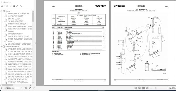 Hyster Forklift Truck D001 H25XM H30XM H35XMH40XM H40XMS Parts Manual 897536 3