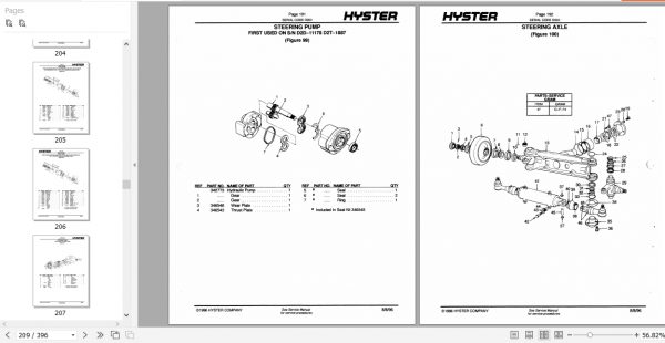 Hyster Forklift Truck D002 S30 40 50E S60ES Parts Manual 599764 2