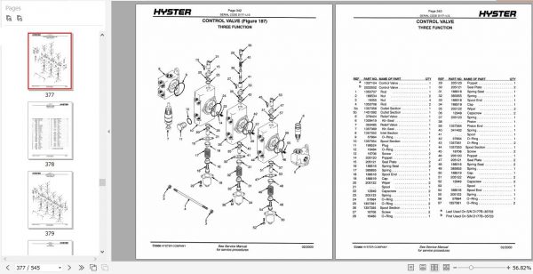 Hyster Forklift Truck D177 H45 50 55 60 65XM Parts Manual 897468 2