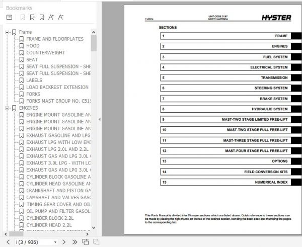 Hyster Forklift Truck D187 S40 65XM Parts Manual 897661 2