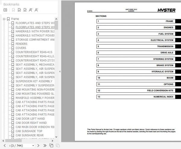 Hyster Forklift Truck D222 RS45 RS46 Parts Manual 4121228 2