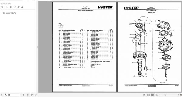 Hyster Forklift Truck E003 H30 60H Parts Manual 2