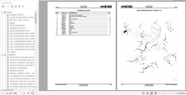 Hyster Forklift Truck E004 S70 120XMS120XMSS80 100XMBCSS3.50 5.50XM Parts Manual 1510450 3
