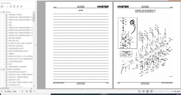 Hyster Forklift Truck E007 H165 280XL Parts Manual 897604 3