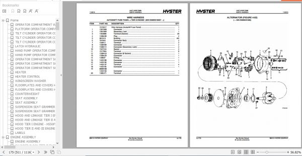 Hyster Forklift Truck E008 H440 700F H550FS H620FS H700FS Parts Manual 1523725 3