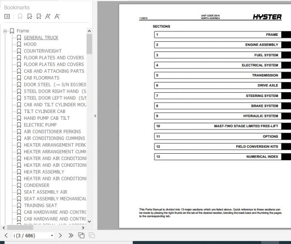 Hyster Forklift Truck E019 H300 360HDH360HD EC Parts Manual 1500812 2