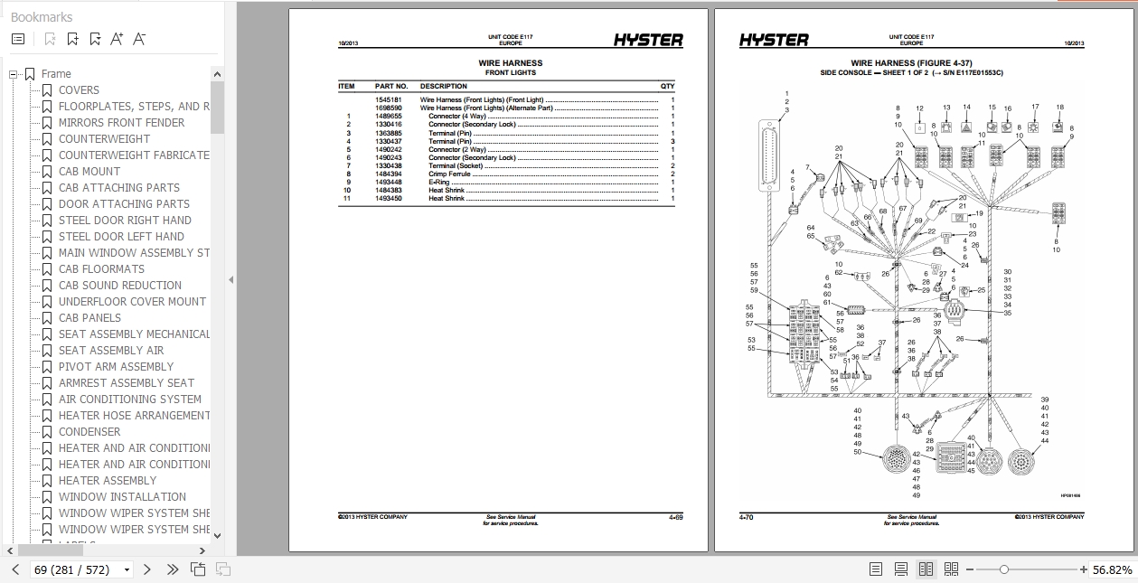 Hyster Forklift Truck E117 (H40.00XMH48.00XM16CH, H50.00XMH52.00XM
