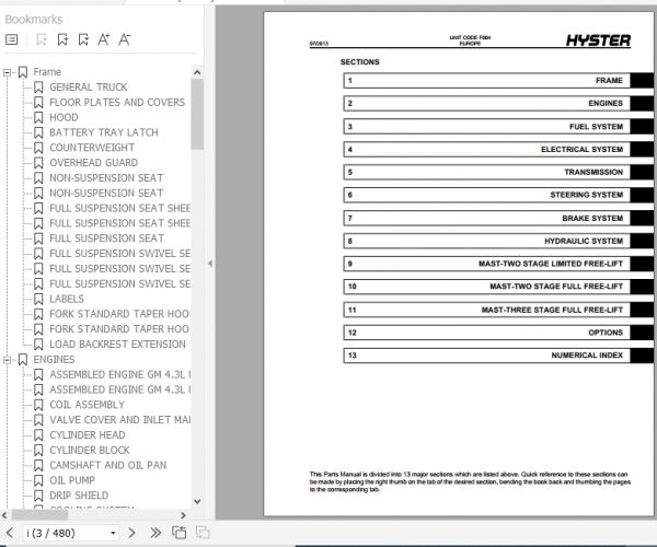 Hyster Forklift Truck F004 S3.50 5.50XM Europe Parts Manual 1559858 2