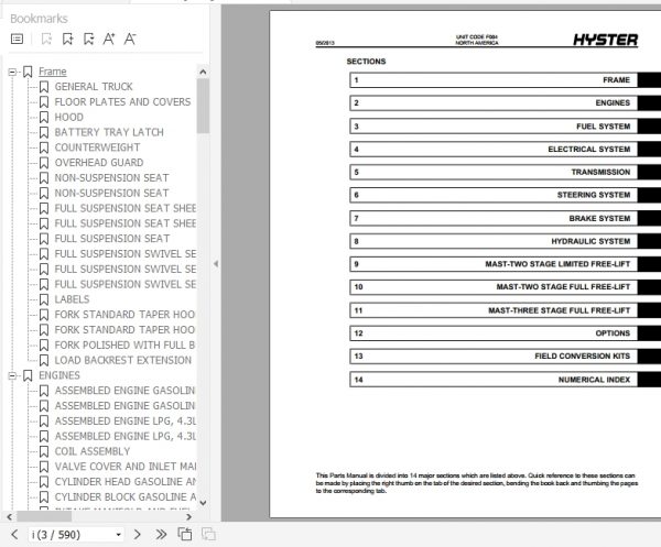 Hyster Forklift Truck F004 S70 100XMS80 100XMBCSS120XMSS100XM PRS Parts Manual 1559857 2