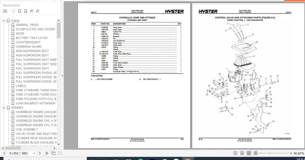 Hyster Forklift Truck F004 S70 100XMS80 100XMBCSS120XMSS100XM PRS Parts Manual 1559857 3