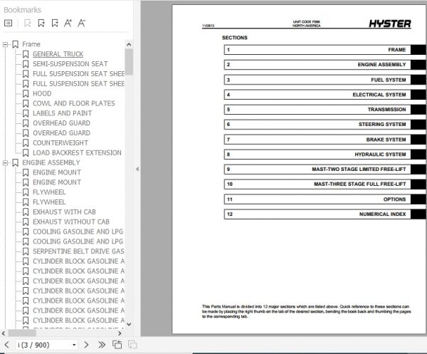 Hyster Forklift Truck F006 H135 155XL Parts Manual 852110 2