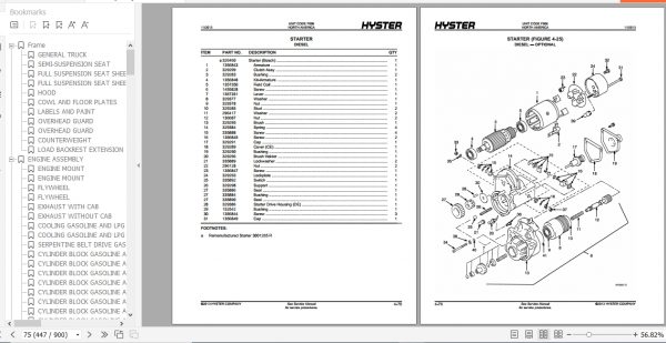 Hyster Forklift Truck F006 H135 155XL Parts Manual 852110 3