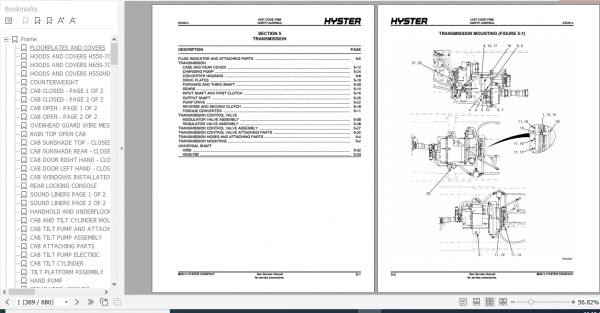 Hyster Forklift Truck F008 H550HD HDS H620HD H650HD HDS H700HD HDS Parts Manual 1697178 3