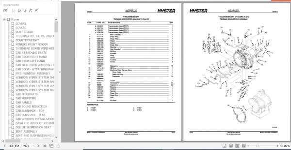 Hyster Forklift Truck F117 H1050HD CH H1150HD CH Parts Manual 1615871 3