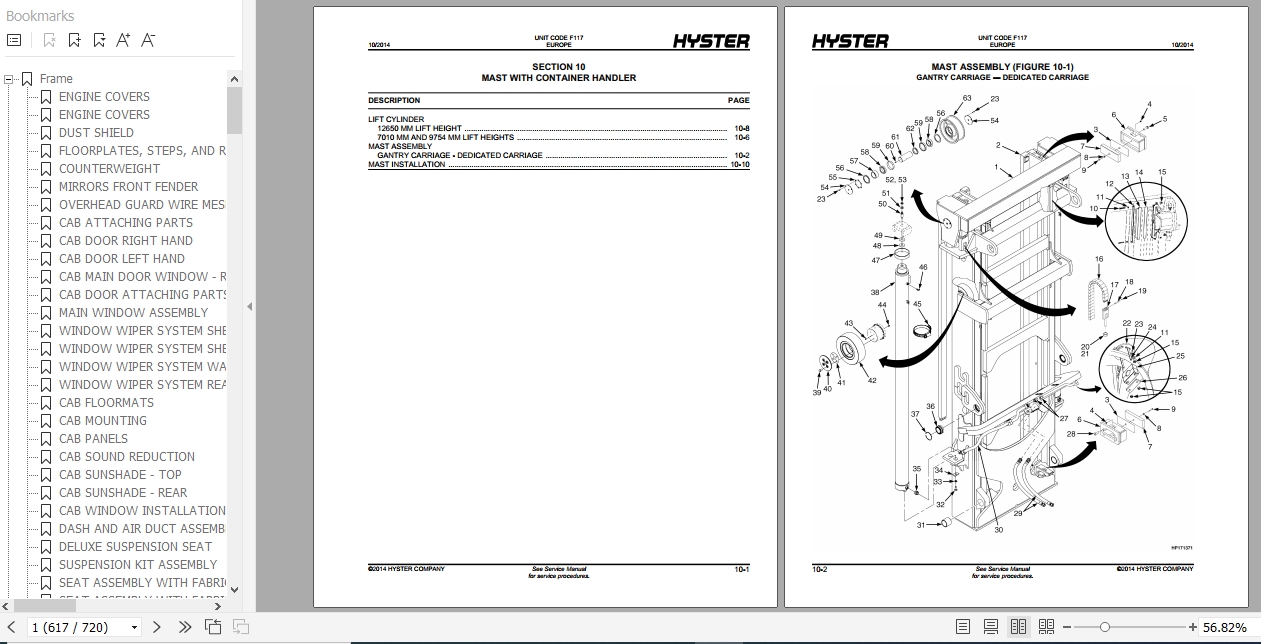 Hyster Forklift Truck F117 (H40.00XMH48.00XM16CH, H50.00XMH52.00XM