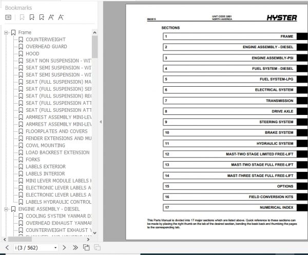 Hyster Forklift Truck G001 H30 35FT H40FTS Parts Manual 4120314 2
