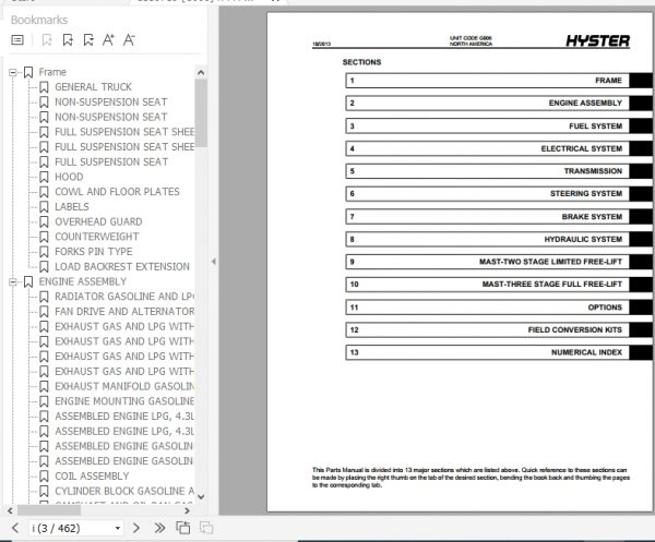 Hyster Forklift Truck G006 H135 155XL Parts Manual 1559719 2