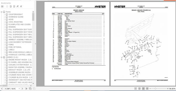 Hyster Forklift Truck G187 S2.0FT S3.5FT Europe Parts Manual 4102607 3