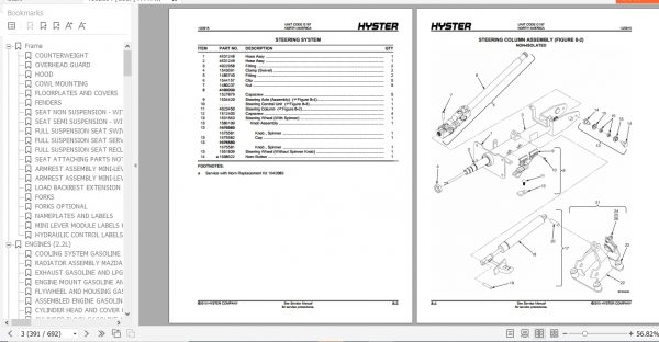 Hyster Forklift Truck G187 S40 50 60 70FT S55FTS Parts Manual 4102604 3