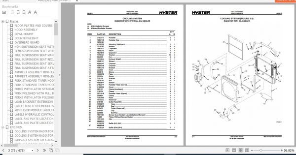 Hyster Forklift Truck H004 S80 120FT S80 100FTBCS S120FTS S120FTPRS Parts Manual 4063252 3