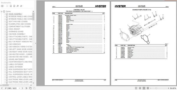 Hyster Forklift Truck H006 H135FT H155FT Parts Manual 1653203 3