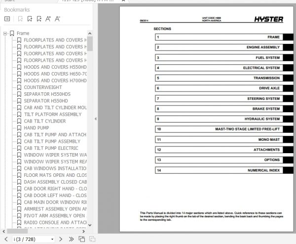 Hyster Forklift Truck H008 H550HD H650HD H700HD H550HDS H650HDS H700HDS Parts Manual 4117429 2