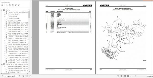 Hyster Forklift Truck J004 S80FTS80FTBCSS100FTS100FTBCSS120FTS120FTSS120FTPRS Parts Manual 4128401 3