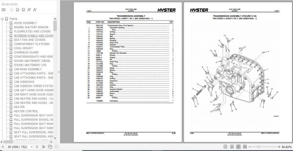 Hyster Forklift Truck J006 H6.0 7.0FT Europe Parts Manual 1698734 3