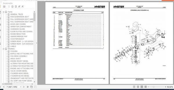 Hyster Forklift Truck K005 H3.50 5.50XM H4.00XM 5 6 H4.00XMS 6 Europe Parts Manual 1466126 3