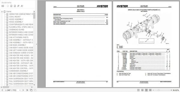 Hyster Forklift Truck K006 H135FT H155FT Parts Manual 4053213 3